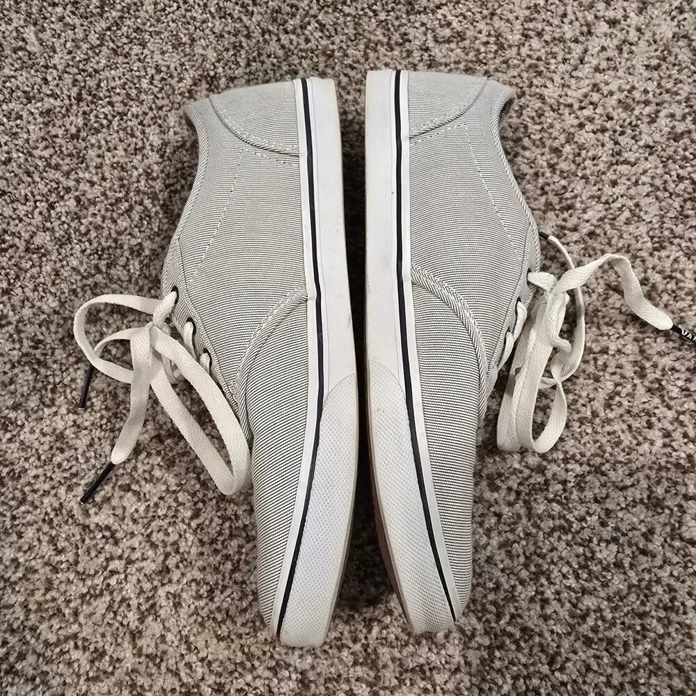 Women's Vans Gray Striped Lace Up Casual Sneakers | Size 7.5